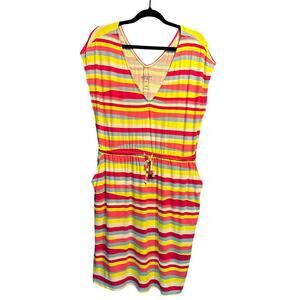 NWT Torrid Size 0 Large Super Soft Knit Dress with Pockets Striped Bright Colors